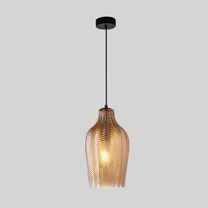 Moderne Glazen Hanglamp met Golfvormige Schaduw voor Eetkamer