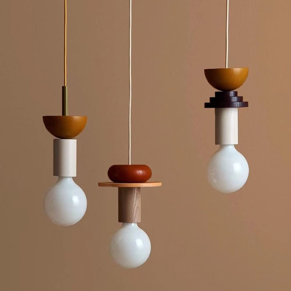 Design Gekleurde Houten Blokken Hanglamp