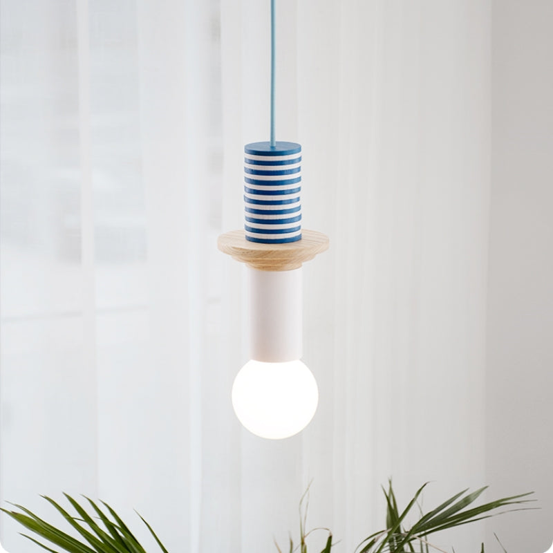 Design Gekleurde Houten Blokken Hanglamp