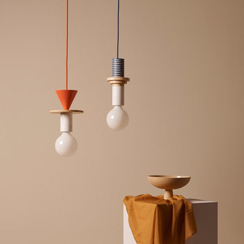 Design Gekleurde Houten Blokken Hanglamp