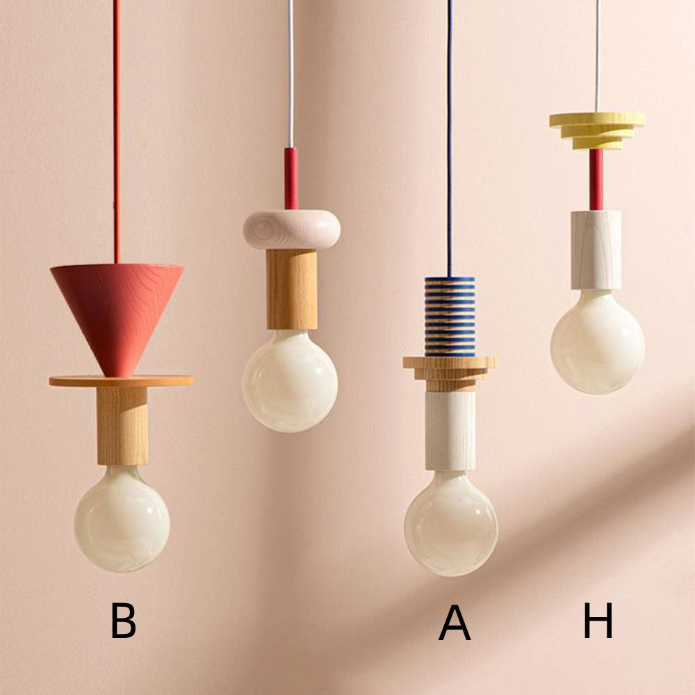 Design Gekleurde Houten Blokken Hanglamp