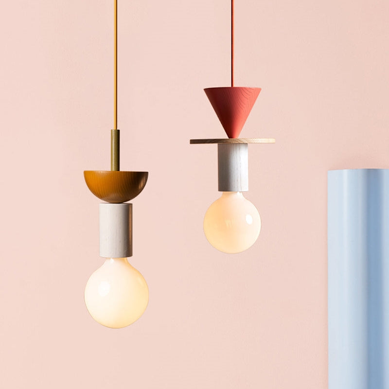 Design Gekleurde Houten Blokken Hanglamp