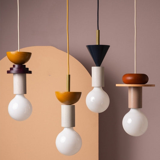 Design Gekleurde Houten Blokken Hanglamp