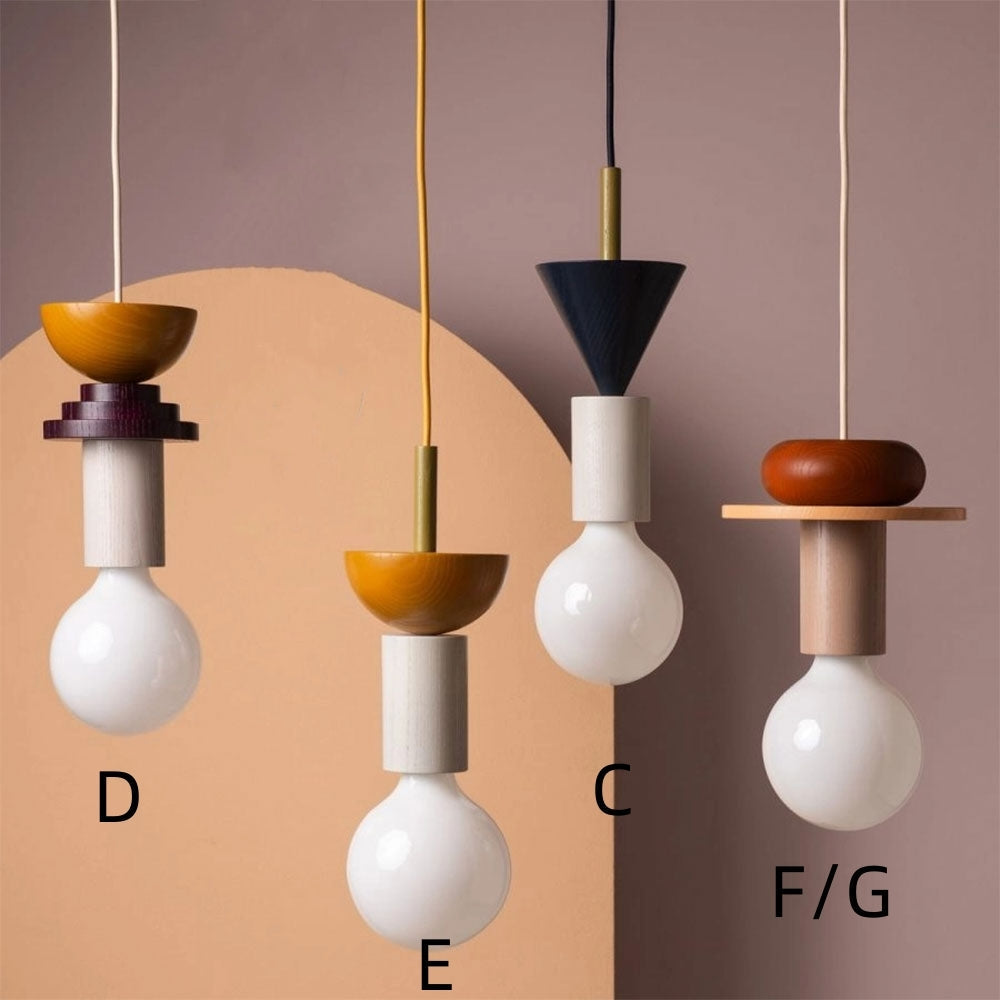 Design Gekleurde Houten Blokken Hanglamp