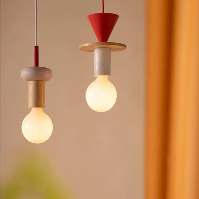 Design Gekleurde Houten Blokken Hanglamp